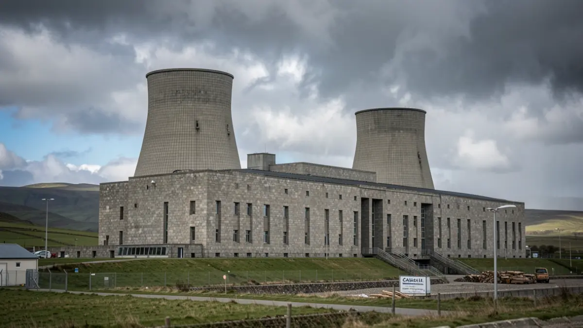 Generic image: featuring its iconic cooling towers and stone buildings under a cloudy sky.