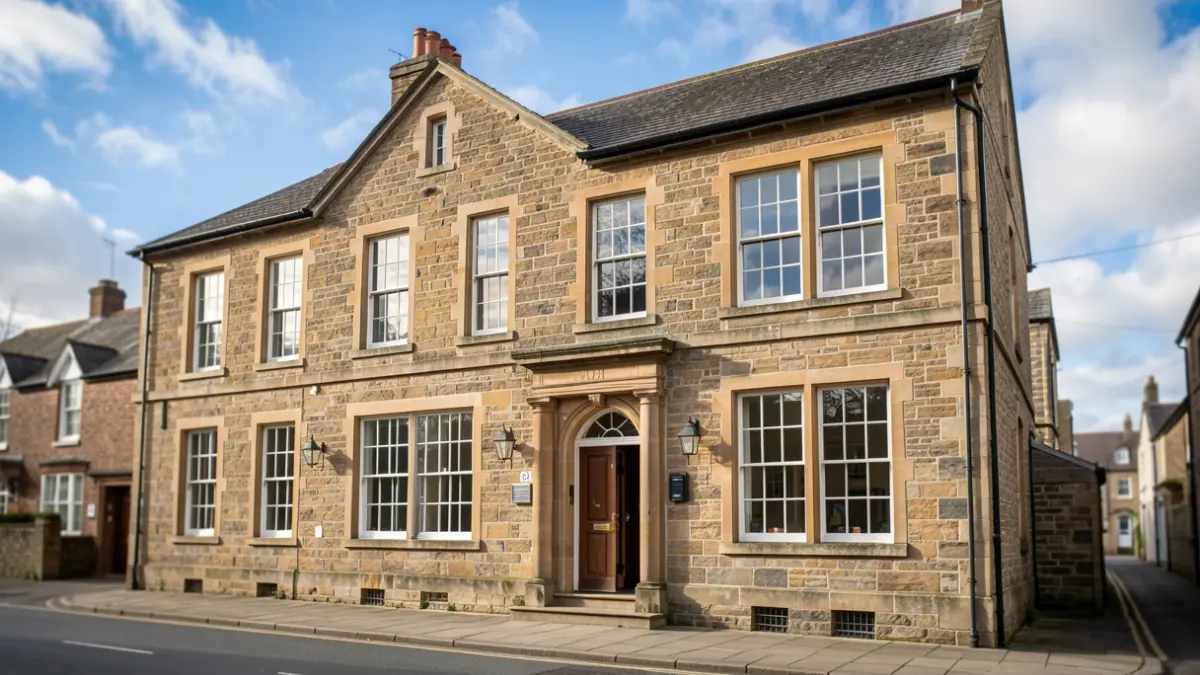 Generic image of a stone library building in a North West England town.