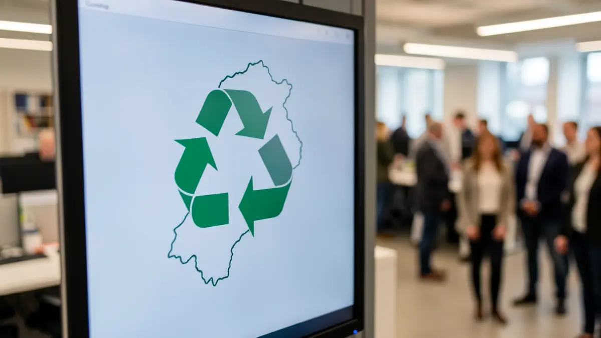Digital screen showing a recycling campaign graphic for Cumberland Council.