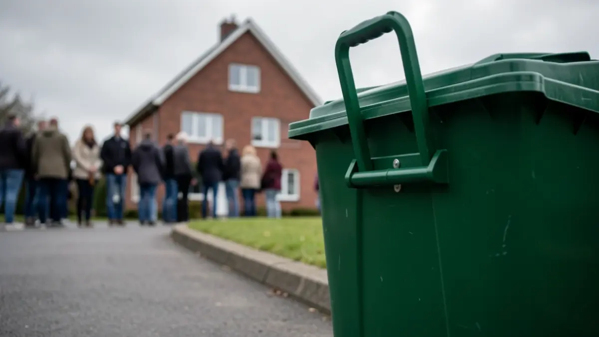 Generic image of a food waste caddy on a driveway.