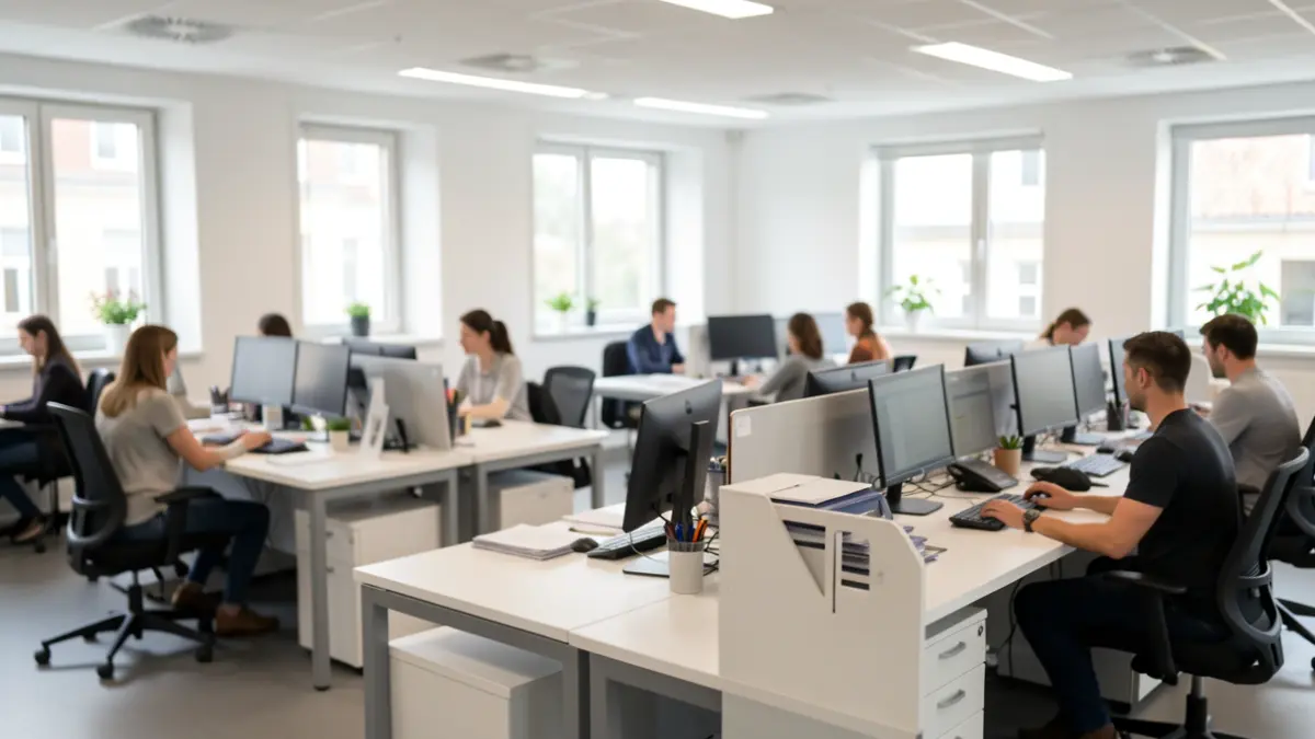 Generic image of an organised office environment with workstations.