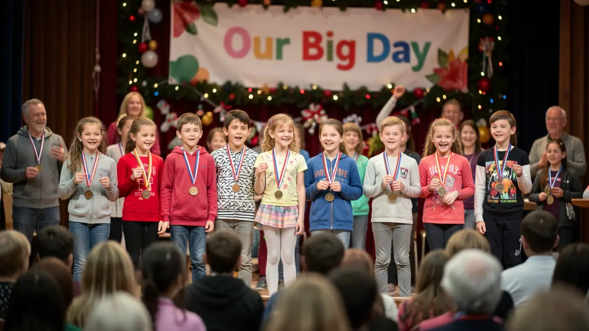 Generic image of children receiving awards at a community event.