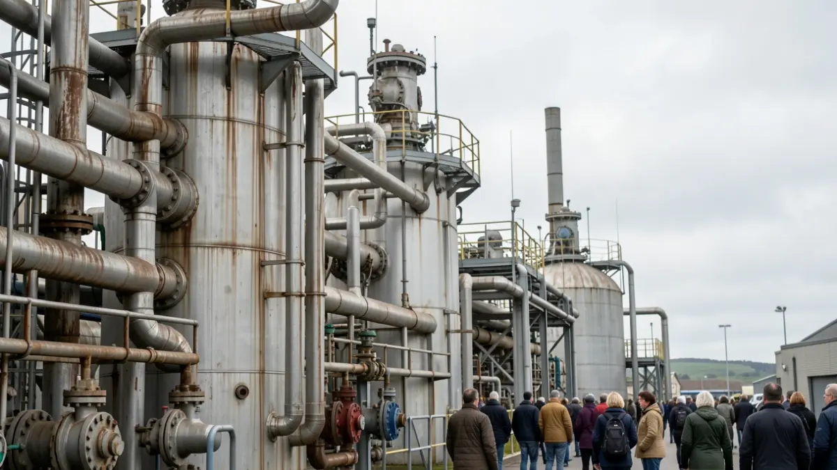 Industrial tanks at Sellafield nuclear site, Cumbria.