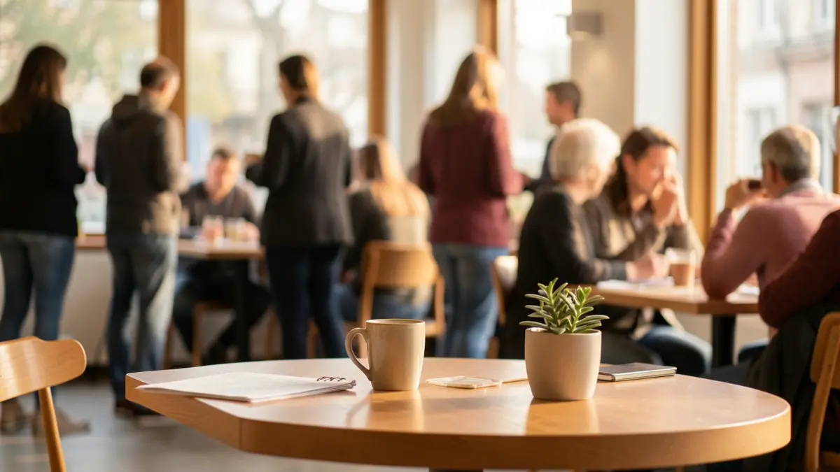 Generic image of a gathering with blurred figures and a relaxed atmosphere.