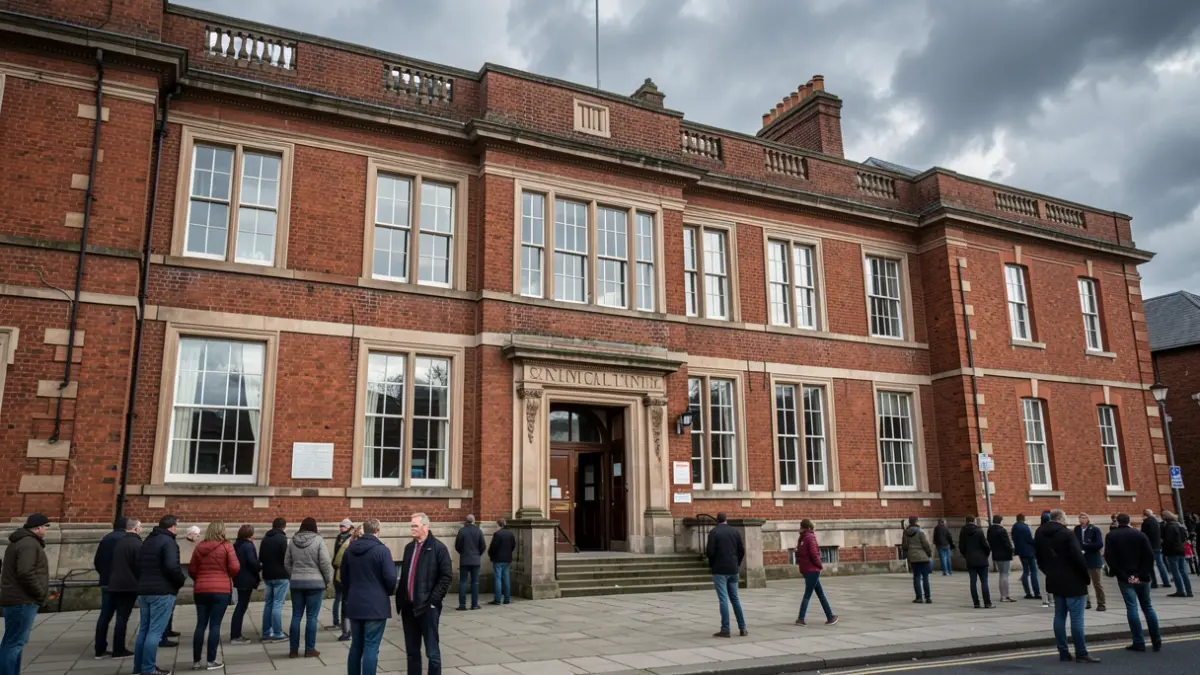 Generic image of a red-brick council building facade under a cloudy sky.