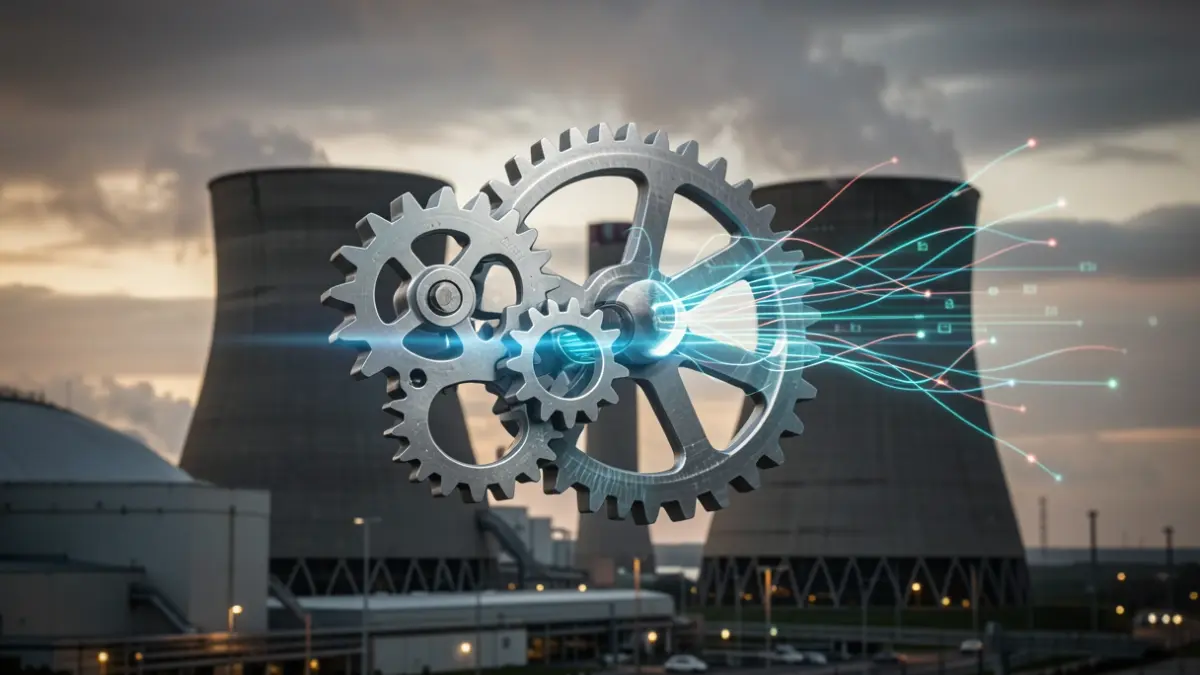 Generic image of interlocking gears and glowing data streams, representing collaboration and knowledge sharing.
