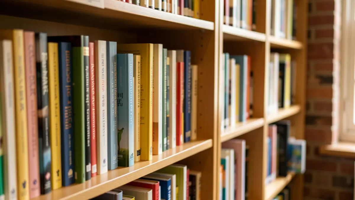 Generic image of a library shelf stocked with books on health and wellbeing.