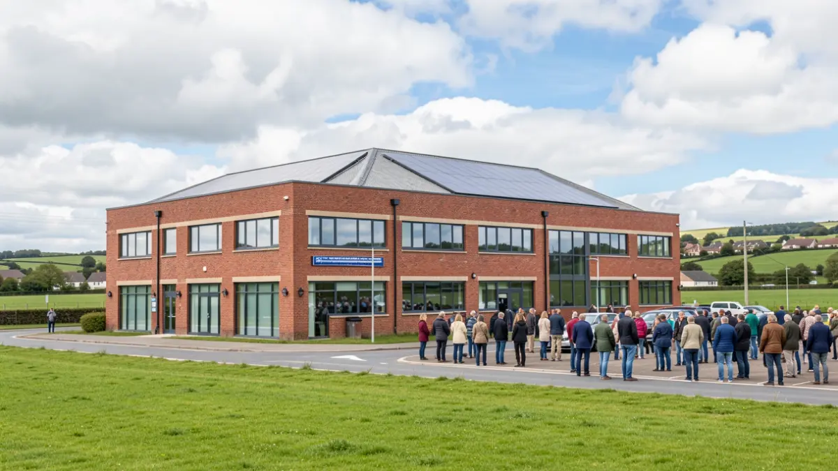 Generic image of a modern enterprise zone building with surrounding green space.